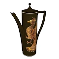 Elegant Dark Brown Ceramic Wine Bottle Featuring Golden Dragon Design And Classic Craftsmanship
