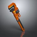 Orange Pipe Wrench Hardware Tool With Black Grip And Solid Construction Design 3d model
