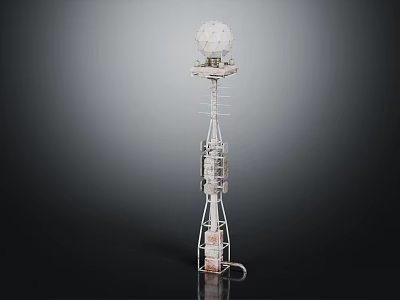 Tall Tower Equipment With Spherical Top And Metal Frame Support Structure 3d model