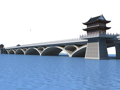 ancient river-crossing bridge 3d model