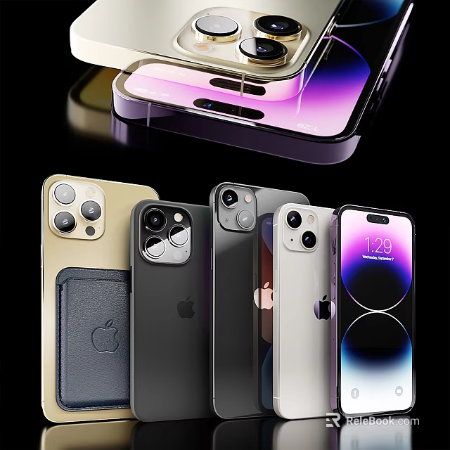 Latest iPhone Smartphones In Various Colors With Camera Modules And Display Screen 3d model 