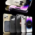 Latest iPhone Smartphones In Various Colors With Camera Modules And Display Screen 3d model