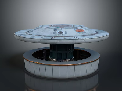 Sci Fi Inspired Circular Platform 3D Model With Marked Top And Base Structure 3d model