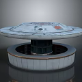 Sci Fi Inspired Circular Platform 3D Model With Marked Top And Base Structure