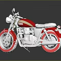 Classic Red And White Motorcycle With Shiny Chrome Engine White Seat And Red Wheels