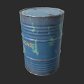Blue Industrial Kerosene Barrel With Rusty Surface And Visible Label 3d model