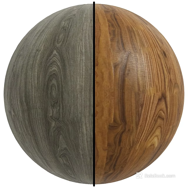 Wooden Sphere Component With Gray And Brown Wood Grain Textures 3d model 