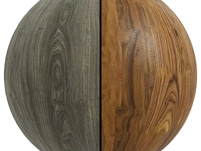 Wooden Sphere Component With Gray And Brown Wood Grain Textures 3d model