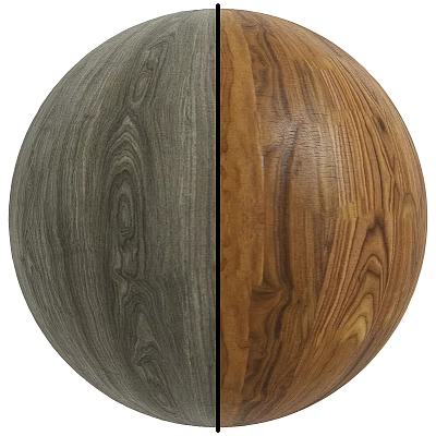 Wooden Sphere Component With Gray And Brown Wood Grain Textures 3d model