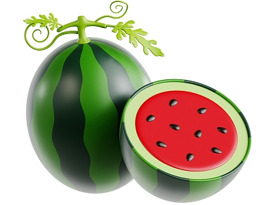 Modern Watermelon Fruit Cartoon Fruit 3d model