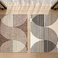 Modern Square Carpet Geometric Stripe Fabric Carpet 3d model