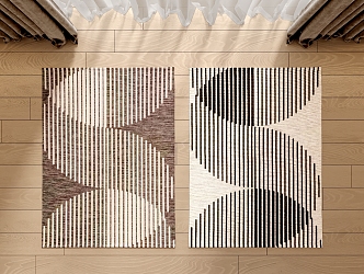 Modern Square Carpet Geometric Stripe Fabric Carpet 3d model