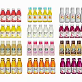 Bottled Drinks In Various Colors And Different Types Neatly Arranged 3d model