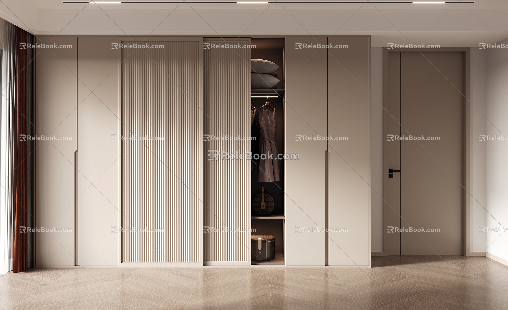 Modern wardrobe sliding door wardrobe 3d model