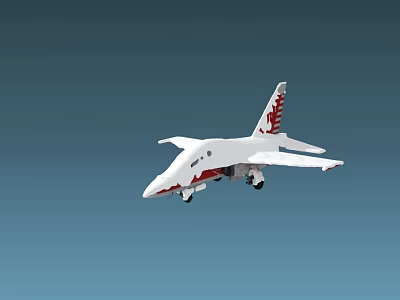White and Red Passenger Aircraft in Flight with Modern Aerodynamic Design Features 3d model