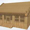 Traditional Ancient Chinese Architecture With Wooden Structure Sloped Roof Windows And Door