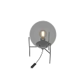 Modern Table Lamp With Transparent Glass Globe Black Metal Stand And Vintage Filament Bulb