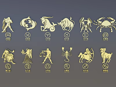 Decorative Zodiac Signs Wall Decor With Astrological Symbols And Names 3d model