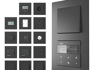 Smart Home Black Switch Panels And Control Interfaces 3d model