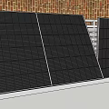 Modern Solar Panels Installed Against Brick Wall Under Clear Blue Sky 3d model