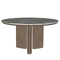 Modern Round Dining Table With Marble Top And Cylindrical Metal Legs 3d model