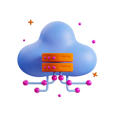 Smart Machine Cloud Network With Orange Servers Pink Nodes And Plus Signs 3d model