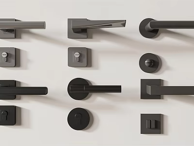 Black Modern Door Handles Featuring Various Stylish Designs For Home Use 3d model