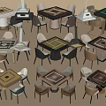 Stylish Table and Chair Sets with Various Designs for Modern Home Living Spaces 3d model