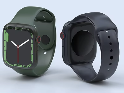 Sleek Smartwatch With Green And Black Straps And Modern Dial Design For Daily Wear 3d model