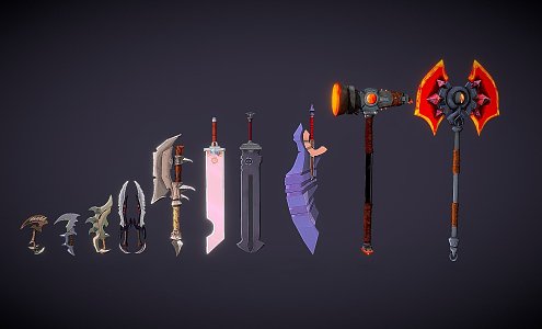 Pack the fantasy weapons 3d model