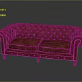 Red Tufted Leather Two Seater Sofa With Wooden Legs And Armrests