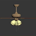 Electric Ceiling Fan With Wooden Blades Metal Base And Home Lighting Design