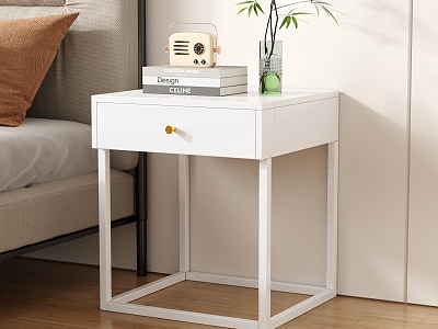 Household Bedside Table Steel Simple Bedside Table with Drawer Storage Steel Iron Simple Bedside Table 3d model