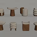 Medium Style Round Stool Square Stool 3d model