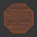 Orange Octagonal Wooden Table with Shiny Wood Grain and Sturdy Pedestal Base Design