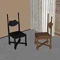 Black And Brown Leisure Chairs With Solid Wood Frame Upholstered Seats For Indoor Living Room