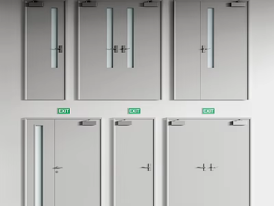 Main And Secondary Panel Double Door Various Designs With Glass Strips And Styles 3d model