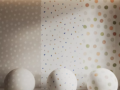 White Sphere Components With Light Dotted Colored Fragment And Colorful Dot Wall Patterns 3d model