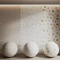 White Sphere Components With Light Dotted Colored Fragment And Colorful Dot Wall Patterns