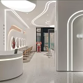 Modern Beauty Hair Salon Interior With Styling Chairs Round Mirrors And Decorative Sculpture
