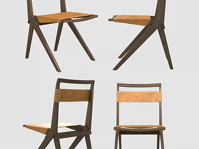 Leisure Chair With Modern Wooden Frame And Comfortable Seat Design Details 3d model