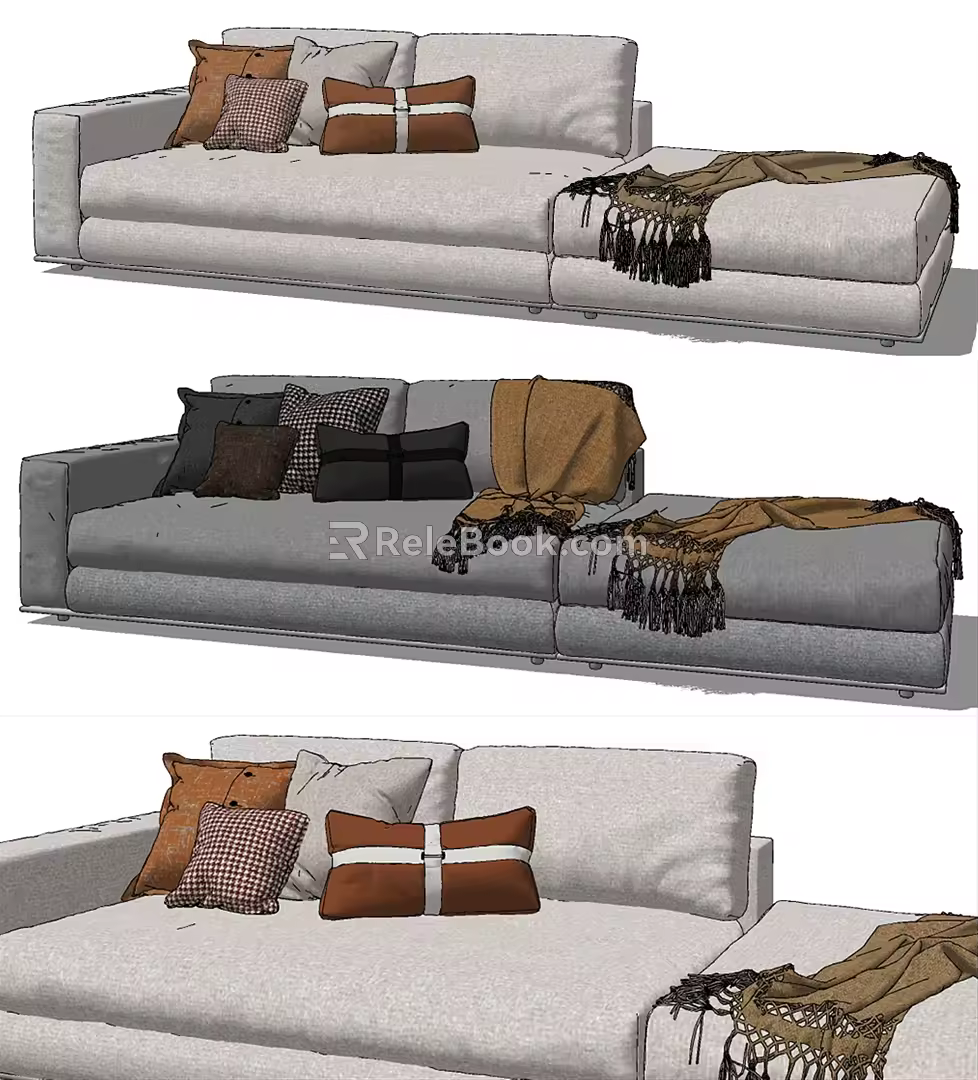 Modern Multiplayer Sofa Fabric Multiplayer Sofa 3d model