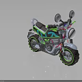 Modern Motorcycle With Green Accents Futuristic Design Chrome Headlights And Side Mirrors