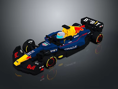 Red Bull Formula Racing Car With Oracle Sponsor Blue Yellow Livery And Aerodynamic Design 3d model