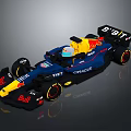 Red Bull Formula Racing Car With Oracle Sponsor Blue Yellow Livery And Aerodynamic Design