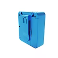 Blue And Yellow Portable Speaker With Front Buttons And Grill Design