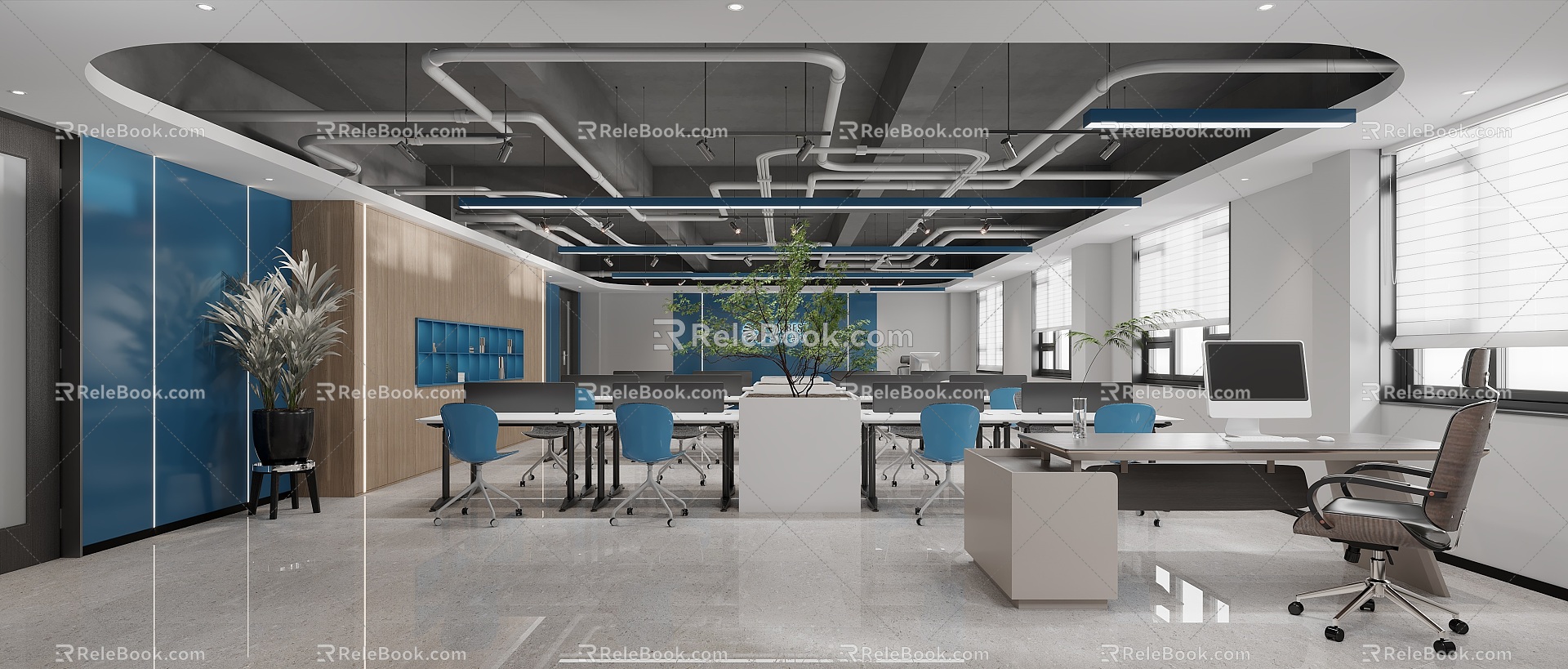 Public Office Hall 3d model