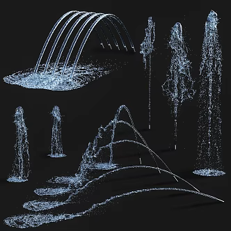 Fountain pool landscape sketch 3d model