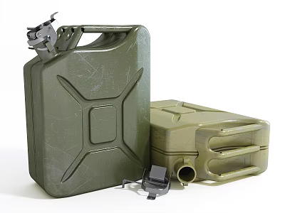 Durable Industrial Equipment Green Jerry Cans With Metal Handles And Spouts 3d model