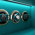 Modern Teal Commercial Control Panel With Multiple Dials And Digital 3d model